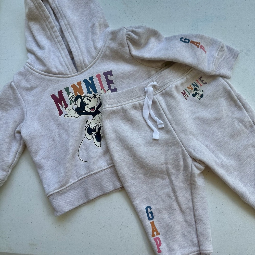 Baby Gap Disney Minnie Mouse Sweatsuit Shirt Hoodie Jogging Pants 6 12 Set Girl